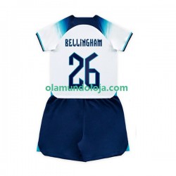 Camisola Inglaterra Bellingham 26 Criança Equipamento Primeiro Copa do Mundo 2022 Manga Curta